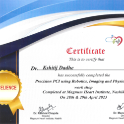 Dr Kshitij Dadhe has completed the Precion PCI Robotics, Imaging and Physiology Workshop